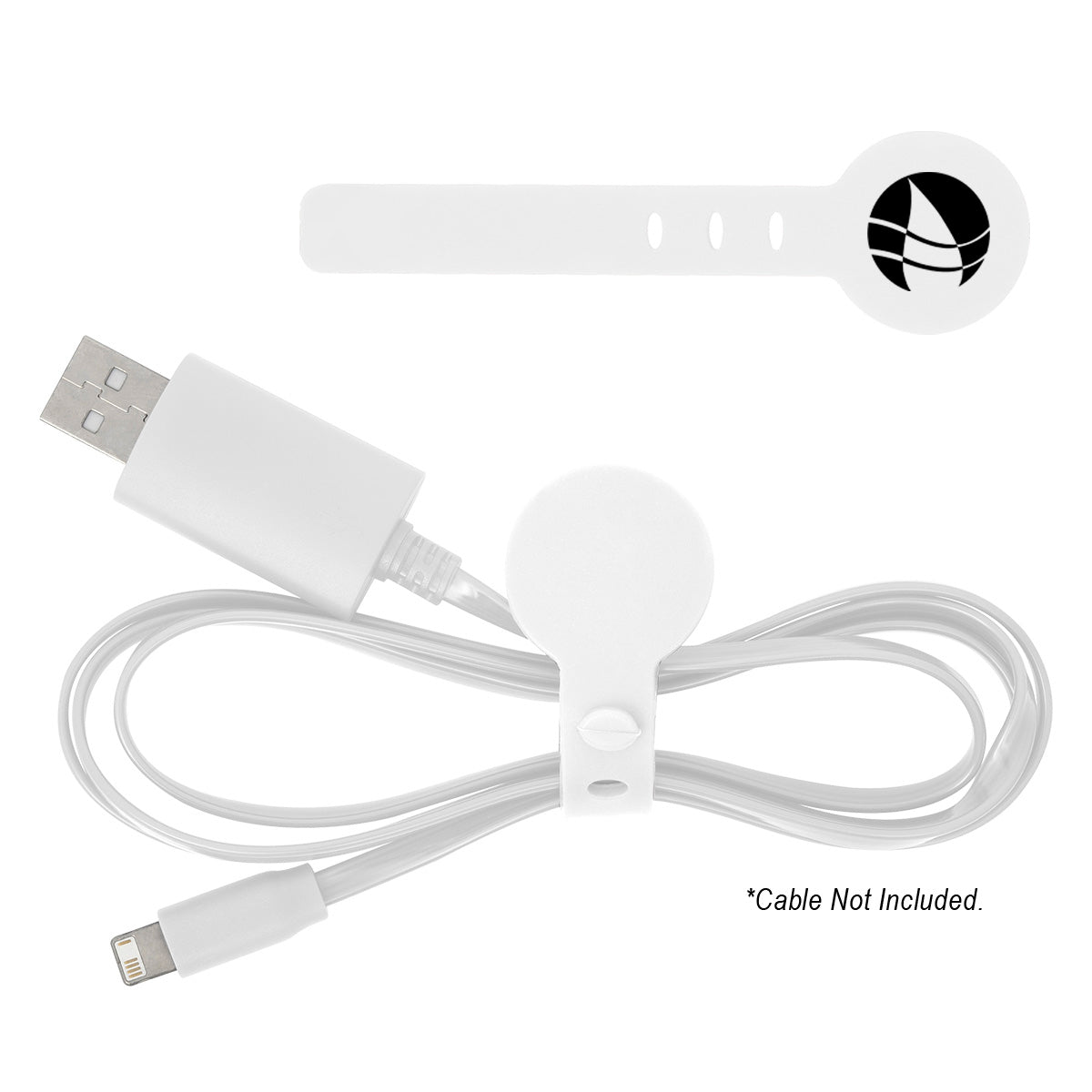 Silicone Cable Tie, Adjustable - White - Silk Screen