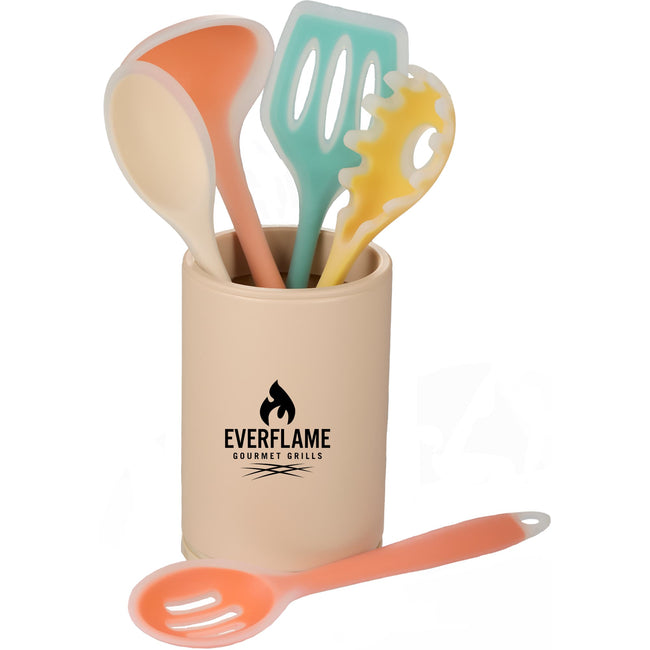 Silicone Cooking Utensil Set with Spinning Holder