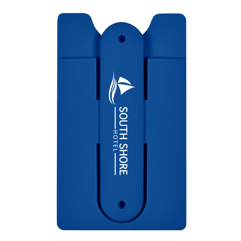 Silicone Phone Wallet and Stand - Blue - Silk Screen