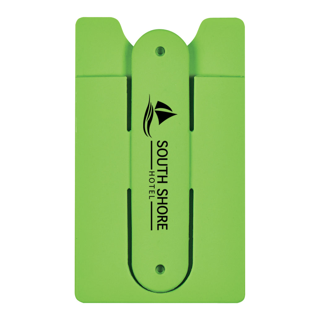 Silicone Phone Wallet and Stand - Lime Green - Silk Screen