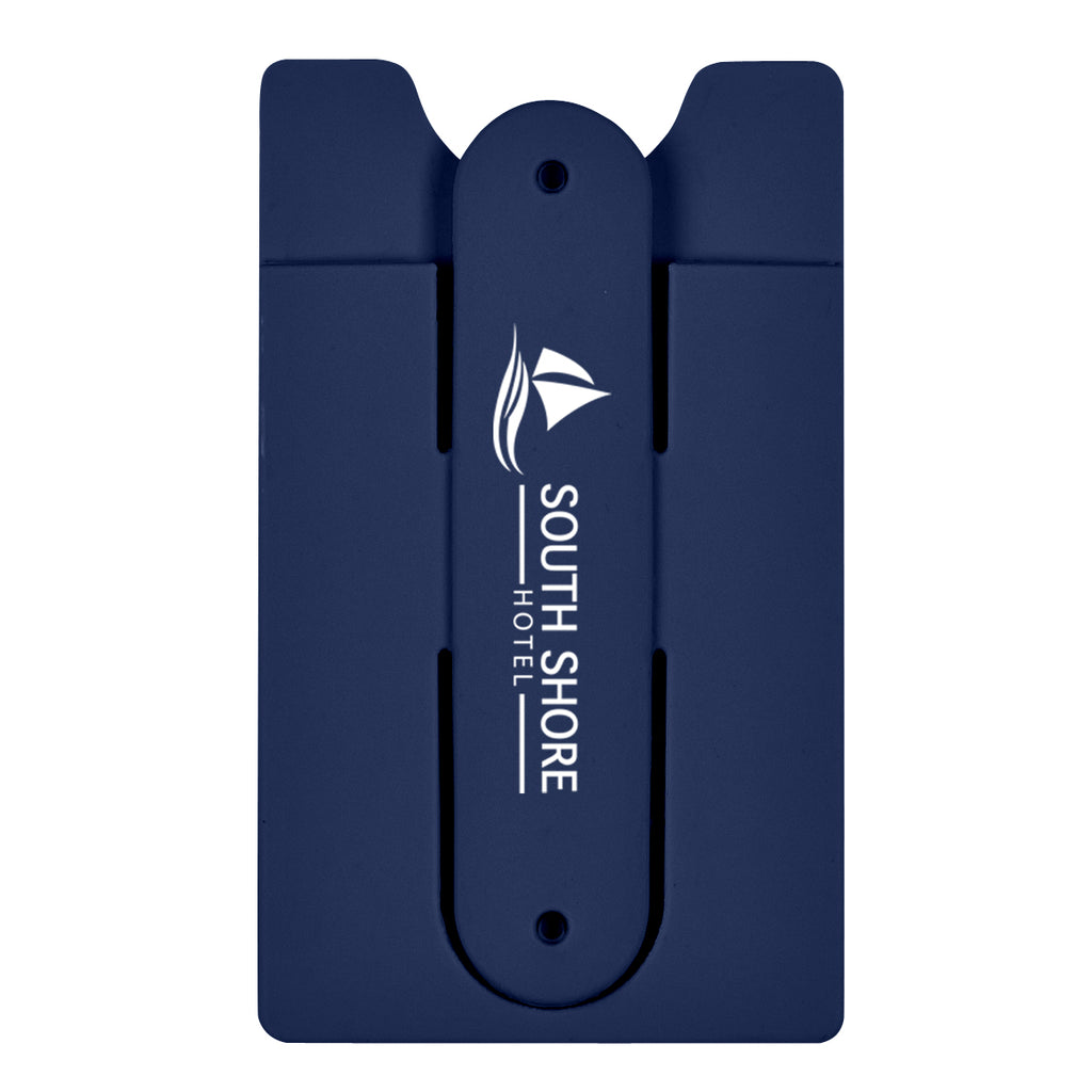 Silicone Phone Wallet and Stand - Navy Blue - Silk Screen