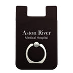 Silicone Phone Wallet with Finger Ring - Black - Imprint