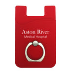 Silicone Phone Wallet with Finger Ring - Red - Imprint