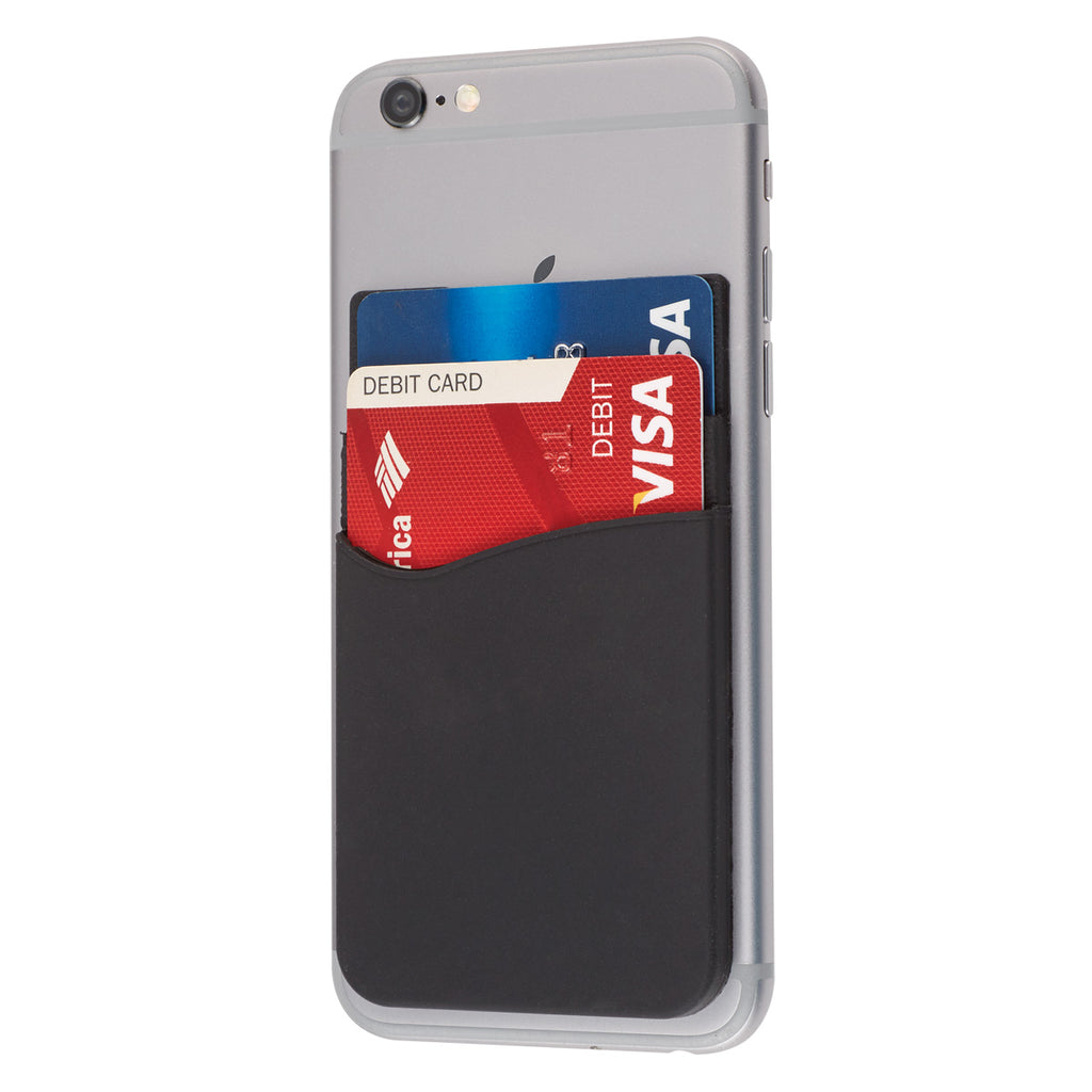 Silicone Phone Wallet with Two Pockets - Black - Inuse_Blank
