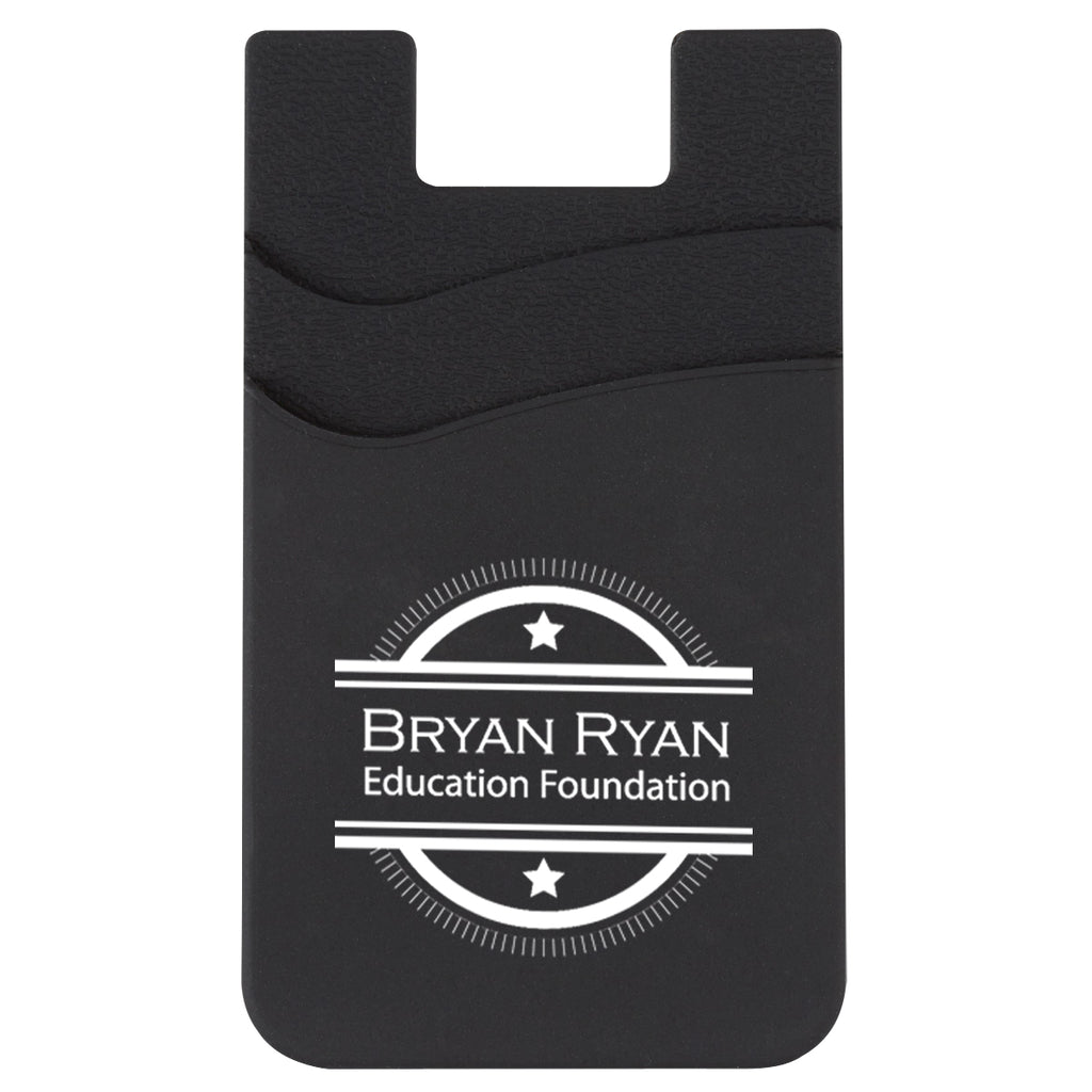 Silicone Phone Wallet with Two Pockets - Black - Silk Screen