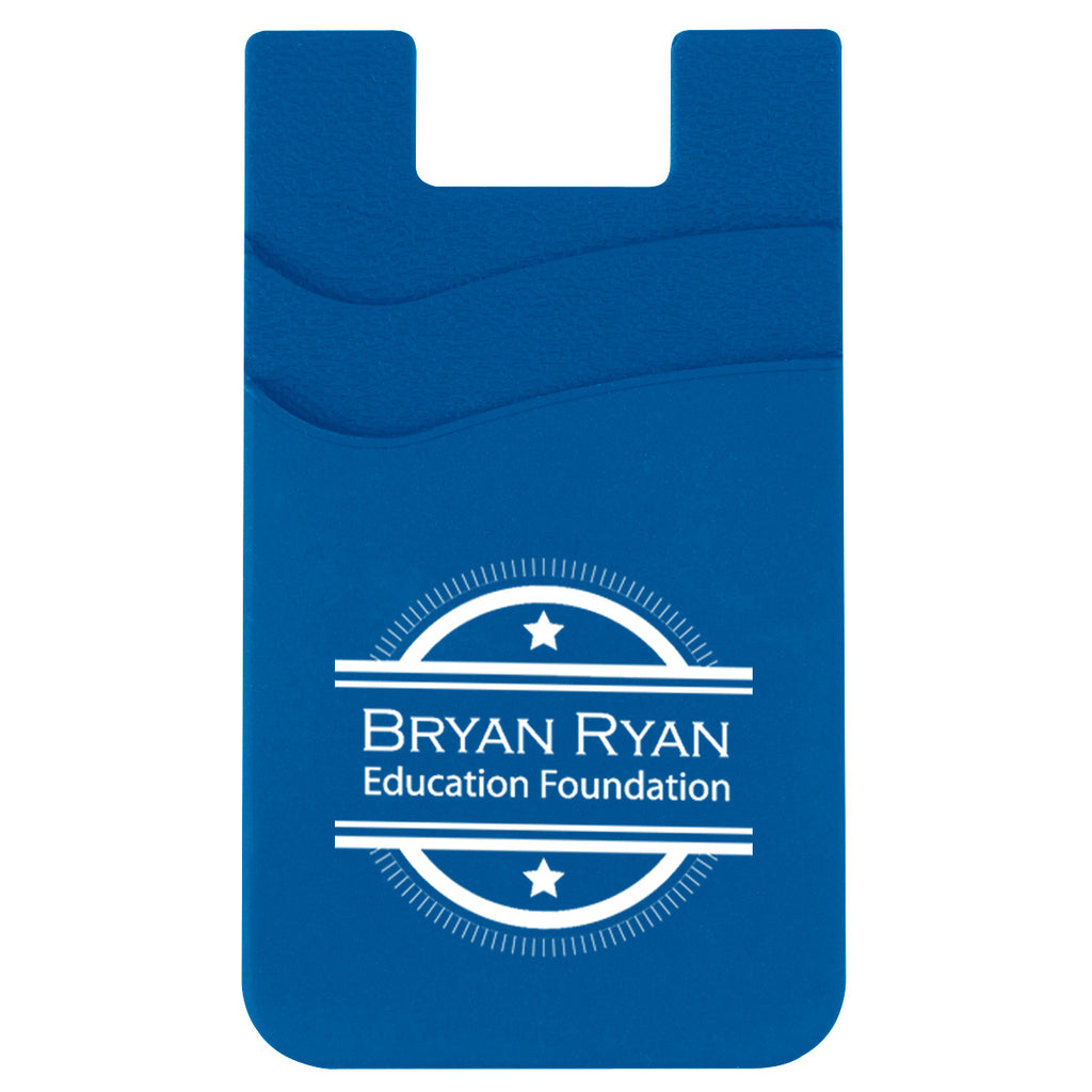 Silicone Phone Wallet with Two Pockets - Blue - Silk Screen