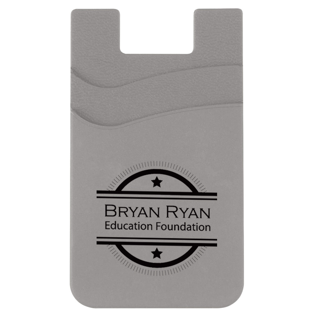 Silicone Phone Wallet with Two Pockets - Gray - Silk Screen