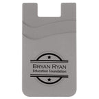 Silicone Phone Wallet with Two Pockets - Gray - Silk Screen
