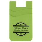 Silicone Phone Wallet with Two Pockets - Lime Green - Silk Screen