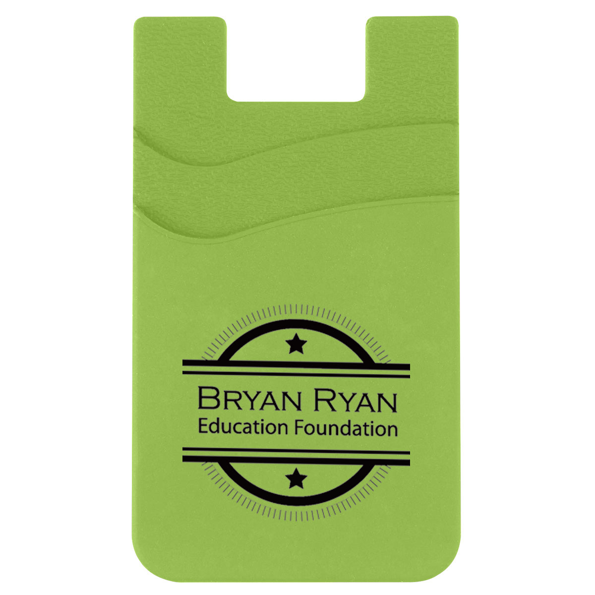 Silicone Phone Wallet with Two Pockets - Lime Green - Silk Screen