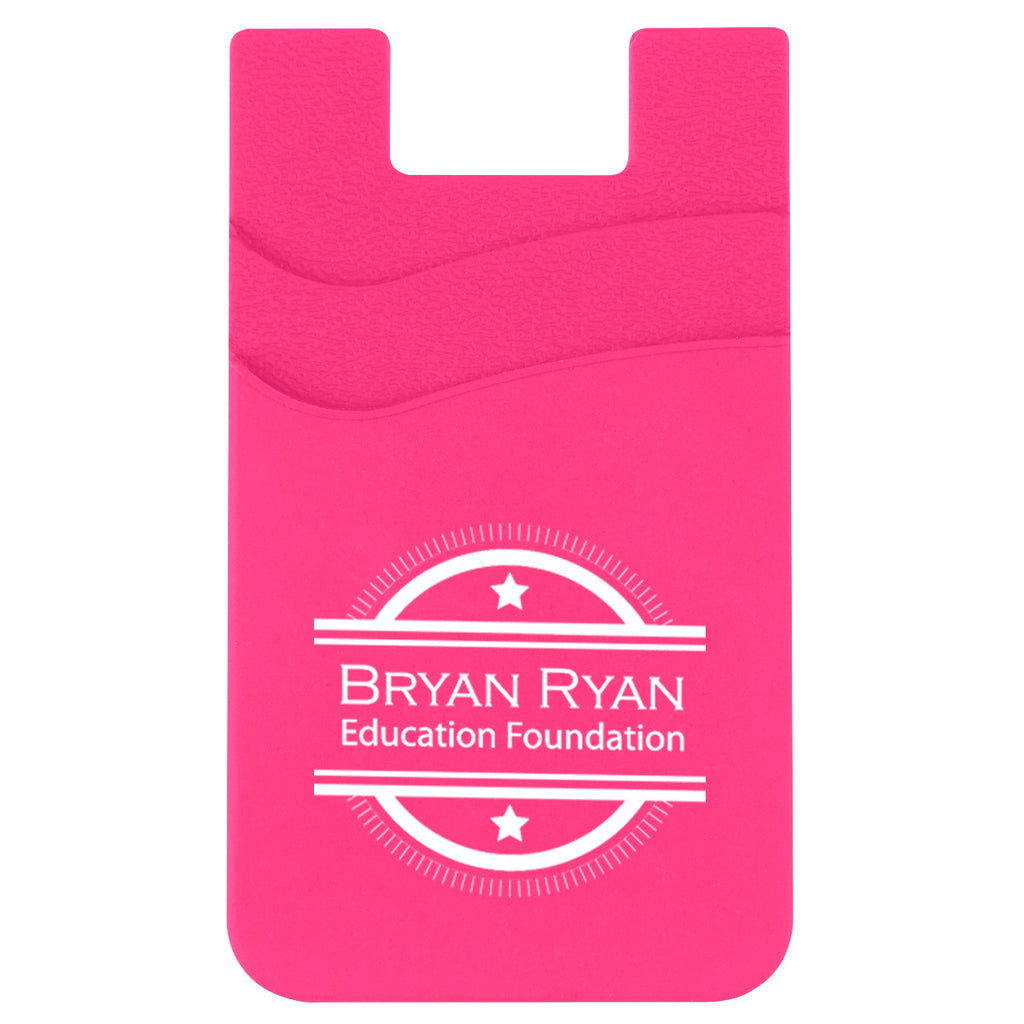 Silicone Phone Wallet with Two Pockets - Pink - Silk Screen