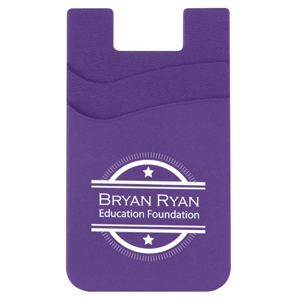Silicone Phone Wallet with Two Pockets - Purple - Silk Screen