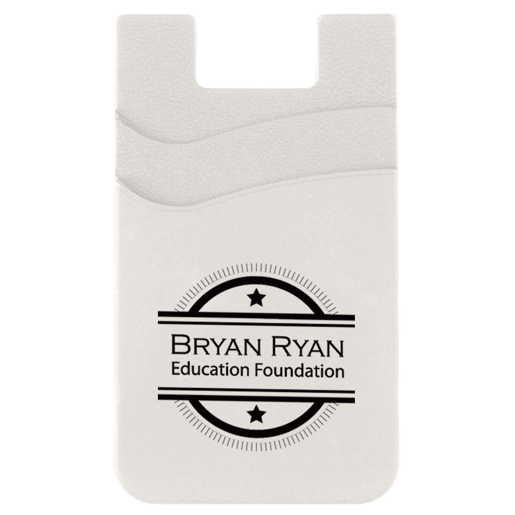 Silicone Phone Wallet with Two Pockets - White - Silk Screen