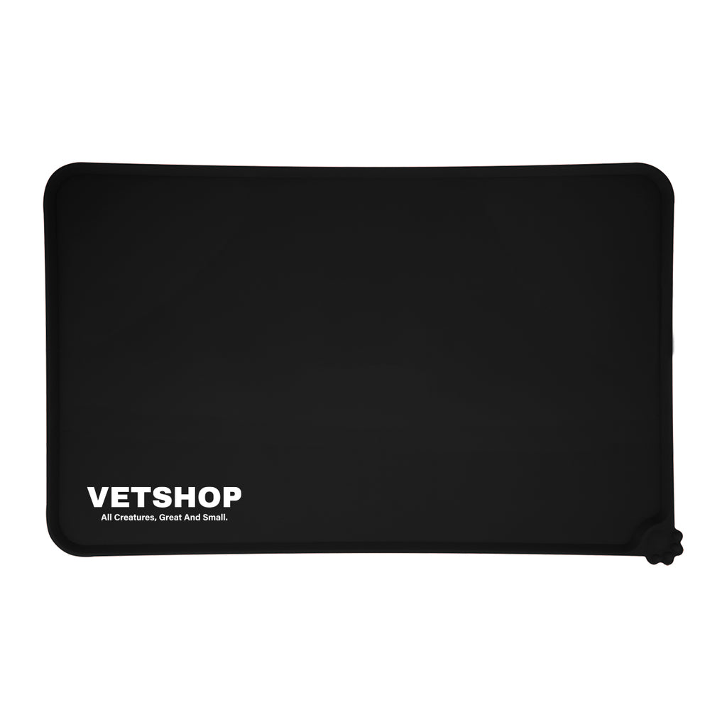 Silicone Place Mat for Pet Food - Black - Silk Screen