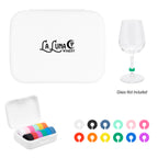 Silicone Wine Glass Markers in a Recycled Case - Silk Screen