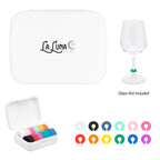 Silicone Wine Glass Markers in a Recycled Case - White - Full Color