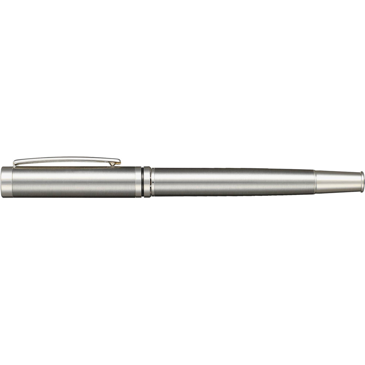 Silver Recycled Stainless Steel Rollerball with Chrome Trim Laser Engraving - Silver - Back 2