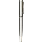 Silver Recycled Stainless Steel Rollerball with Chrome Trim Laser Engraving - Silver - Left Side