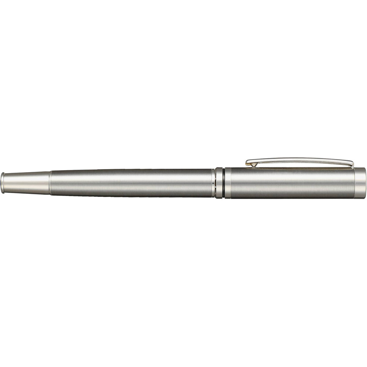 Silver Recycled Stainless Steel Rollerball with Chrome Trim Laser Engraving - Silver - Right Side 2