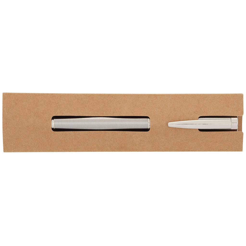 Silver Recycled Stainless Steel Rollerball with Chrome Trim - Silver - Front 2