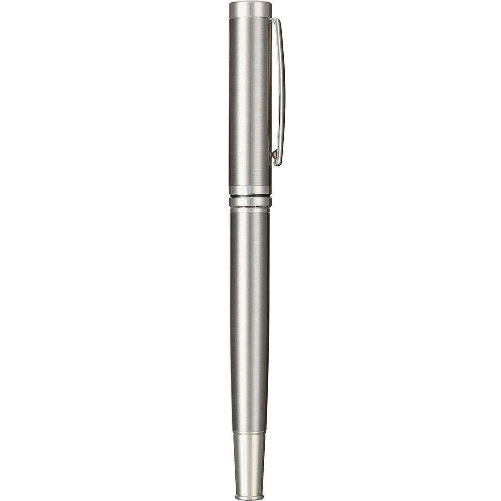 Silver Recycled Stainless Steel Rollerball with Chrome Trim - Silver - Left Side
