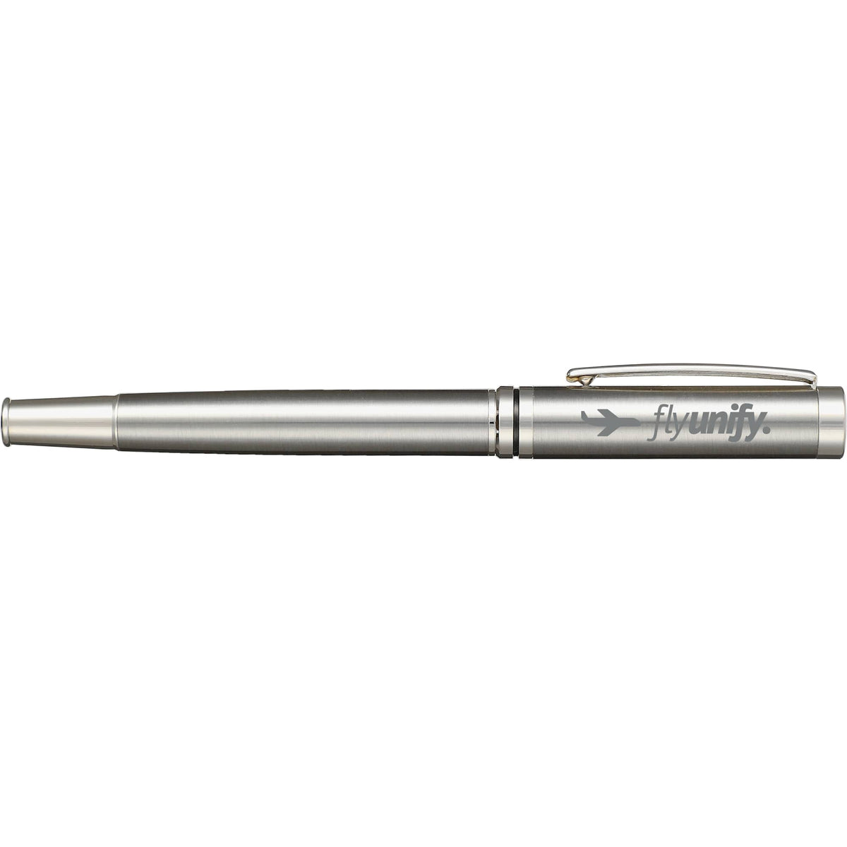 Silver Recycled Stainless Steel Rollerball with Chrome Trim - Silver - Right Side