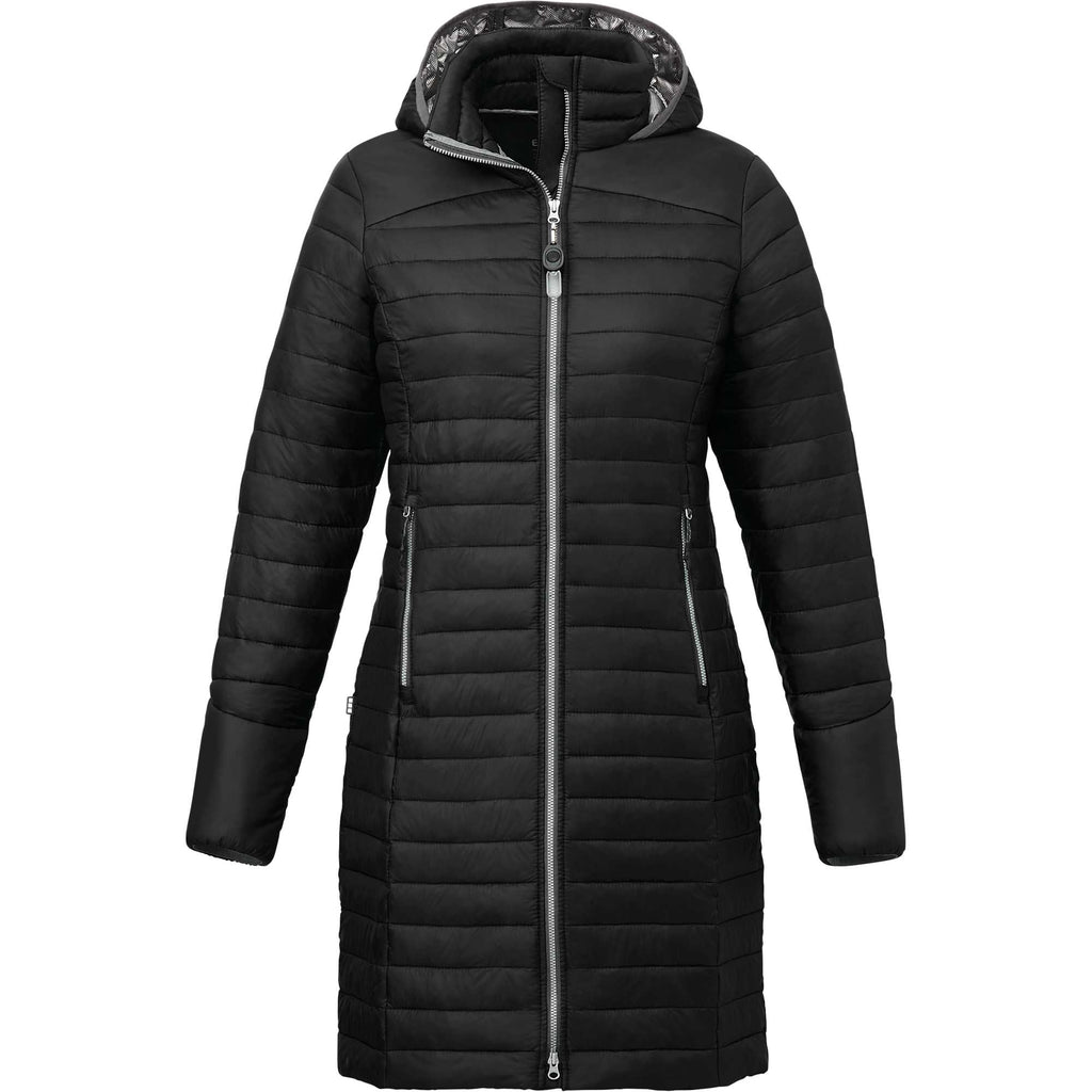 Silverton Long Packable Puffer Jacket for Women Embroidery - Black - Front