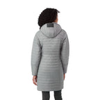 Silverton Long Packable Puffer Jacket for Women Embroidery - Quarry - Back On Model