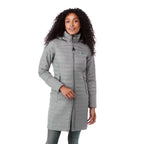 Silverton Long Packable Puffer Jacket for Women Embroidery - Quarry - Front On Model