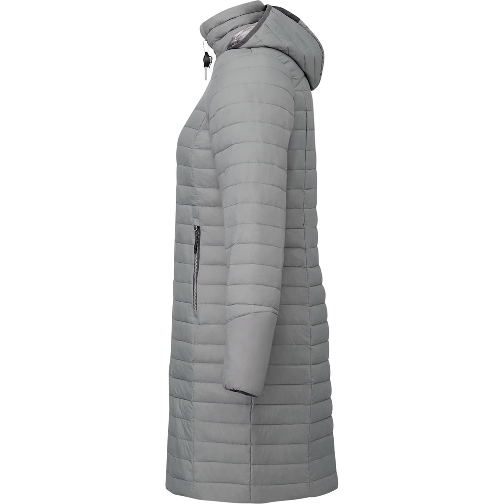Silverton Long Packable Puffer Jacket for Women Embroidery - Quarry - Left Side