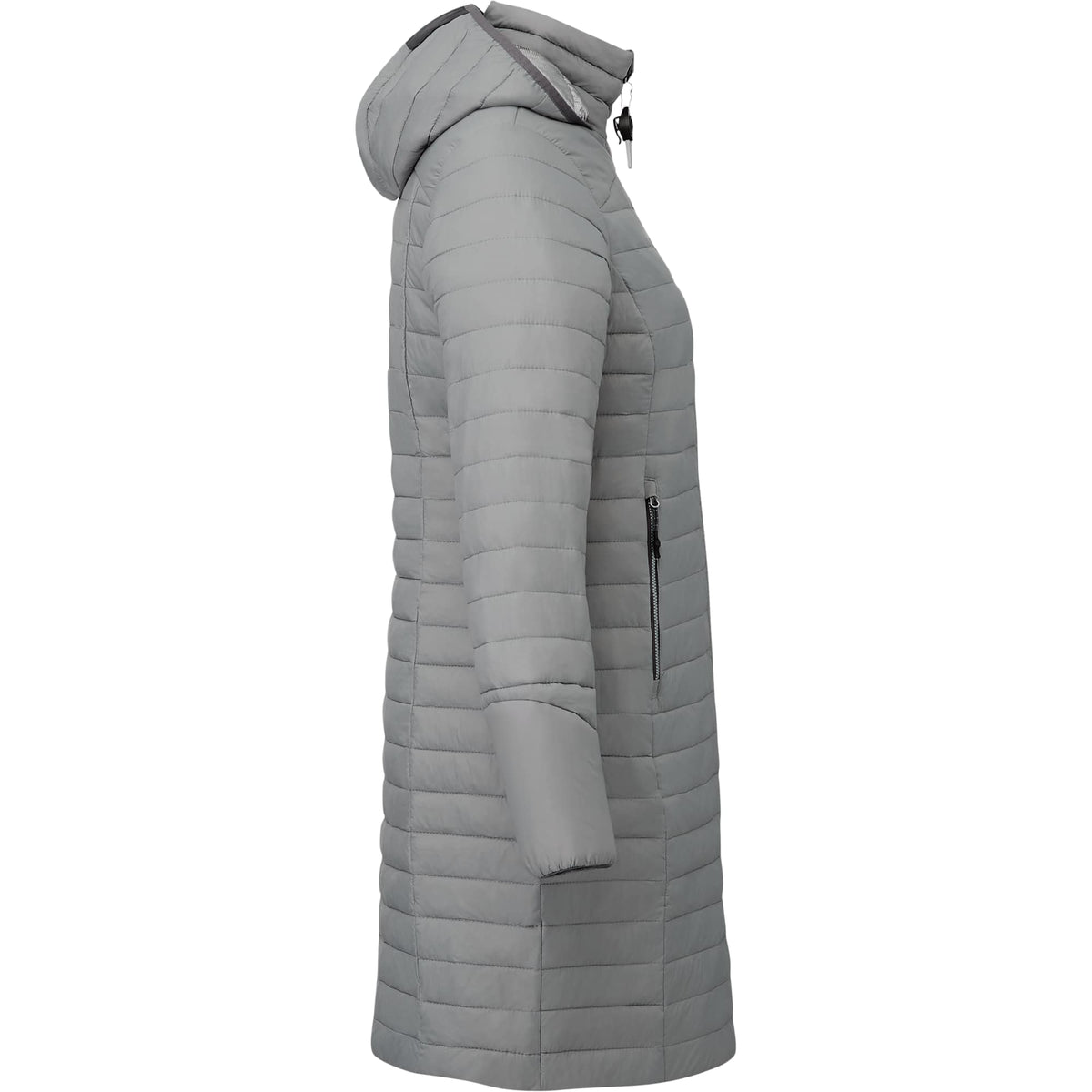 Silverton Long Packable Puffer Jacket for Women Embroidery - Quarry - Right Side