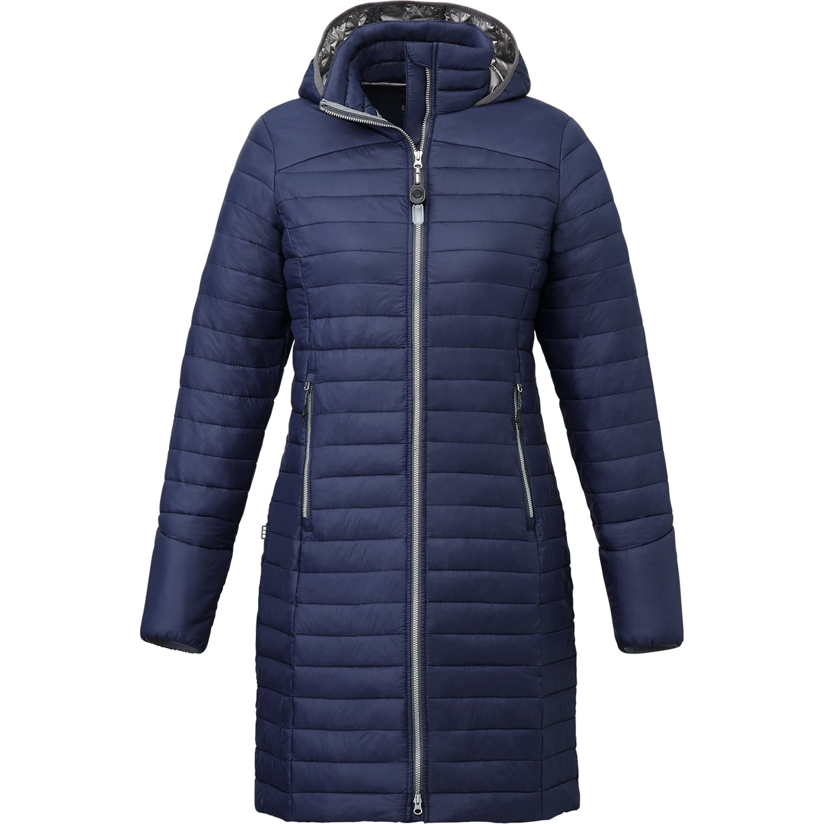 Silverton Long Packable Puffer Jacket for Women Embroidery - Vintage Navy - Front