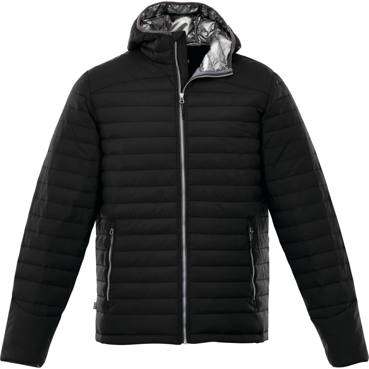Silverton Packable Puffer Jacket for Men Embroidery - Black - Front Flat