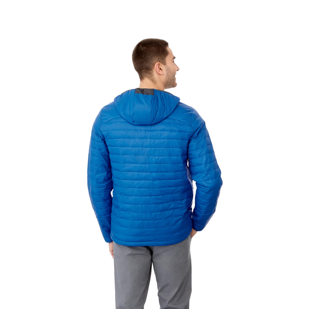 Silverton Packable Puffer Jacket for Men Embroidery - Olympic Blue - Back On Model