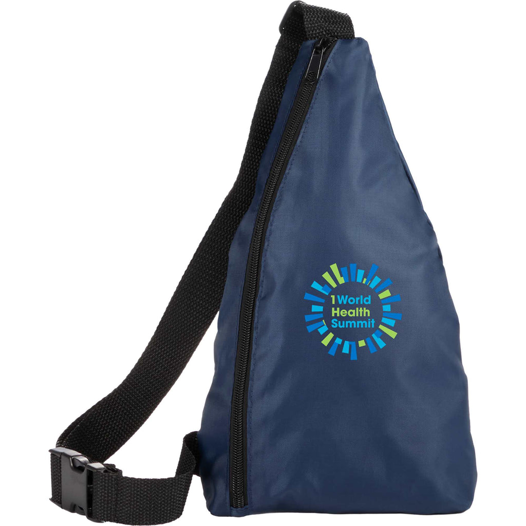 Simple Sling Pack in Recycled 210D Polyester Full Color - Navy - Front