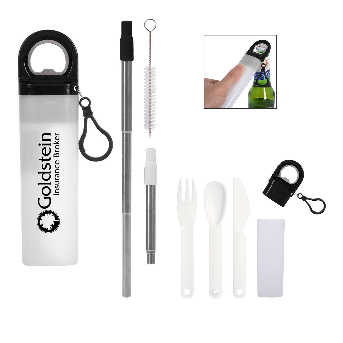Sip and Snack Kit, Reusable - Black - Silk Screen