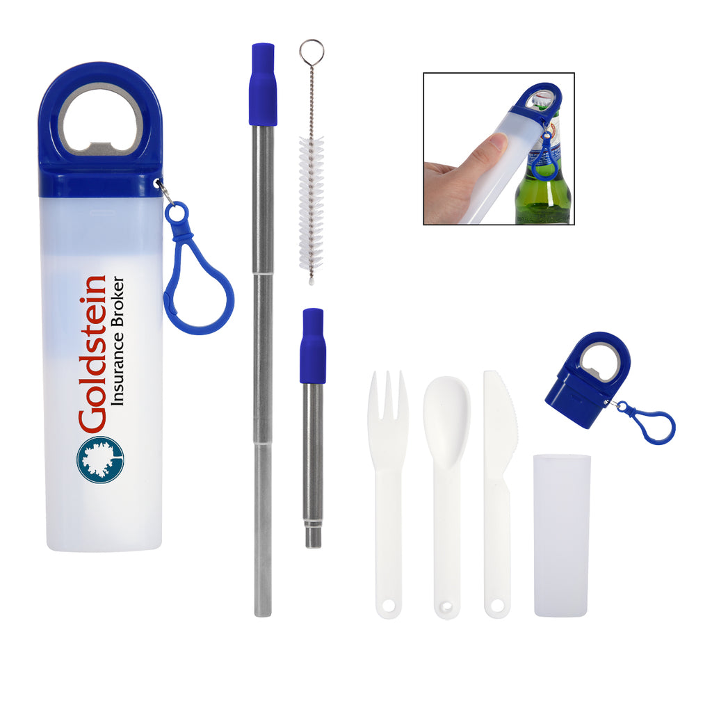 Sip and Snack Kit, Reusable - Royal Blue - Full Color
