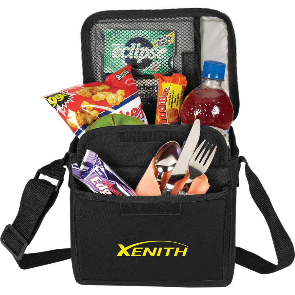 Six Can Lunch Cooler with Gusseted Pocket - Black - Photo 2