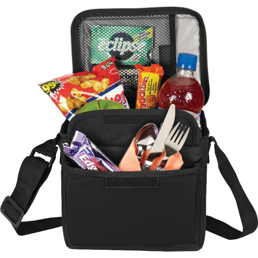 Six Can Lunch Cooler with Gusseted Pocket - Black - Photo 3