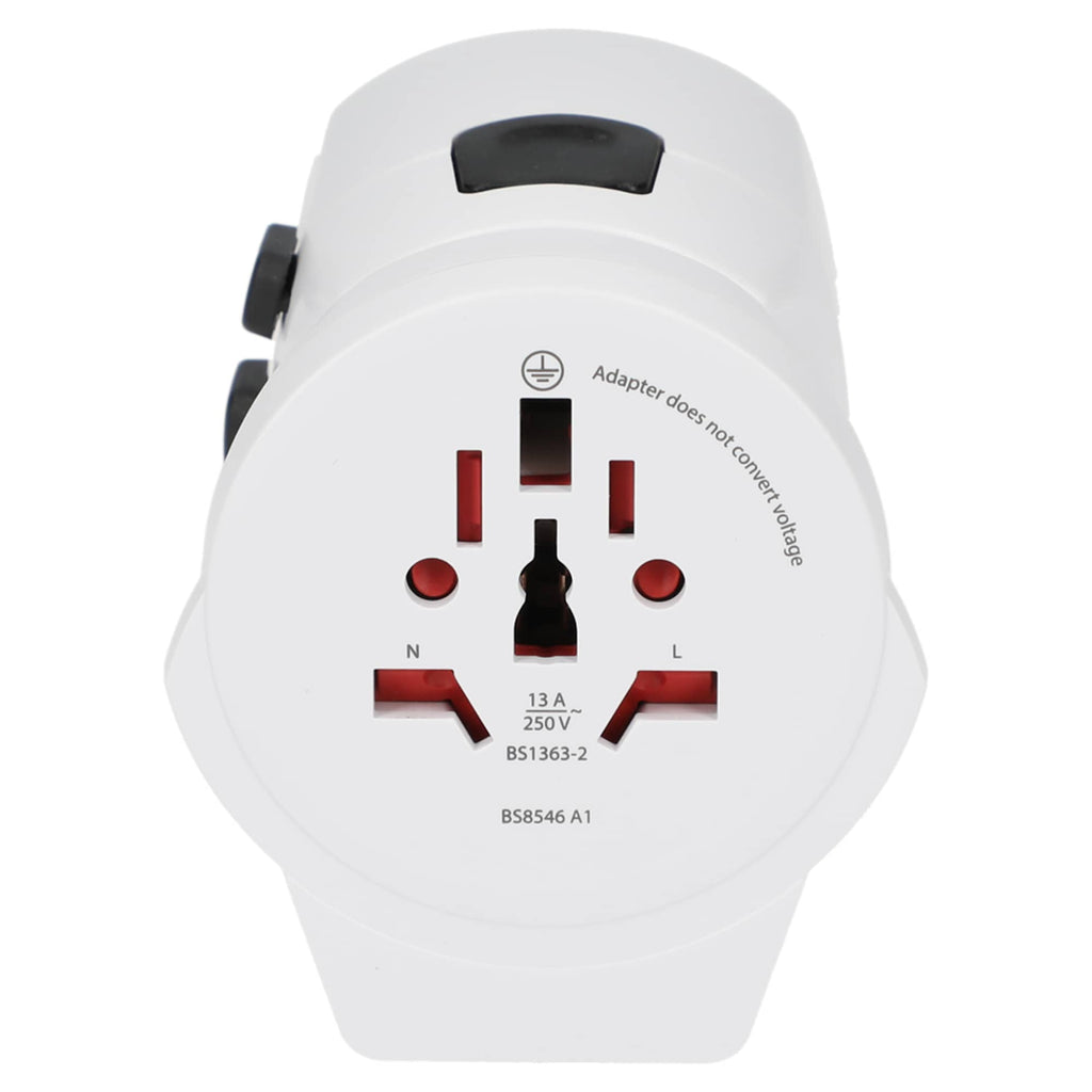 Skross PRO World Travel Adapter with USB Charger - White - Front 3