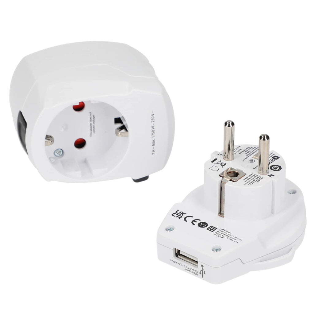 Skross PRO World Travel Adapter with USB Charger - White - Front 4