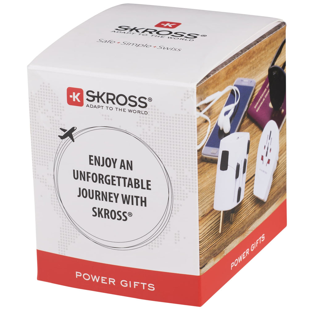Skross PRO World Travel Adapter with USB Charger - White - Left Angle 2