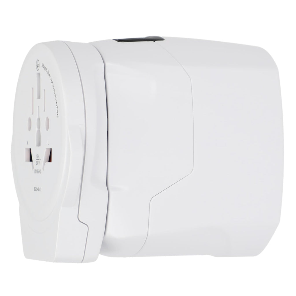 Skross PRO World Travel Adapter with USB Charger - White - Left Side 5