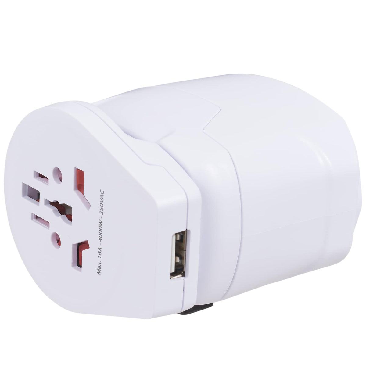 Skross PRO World Travel Adapter with USB Charger - White - Right Angle 8
