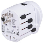 Skross PRO World Travel Adapter with USB Charger - White - Right Angle