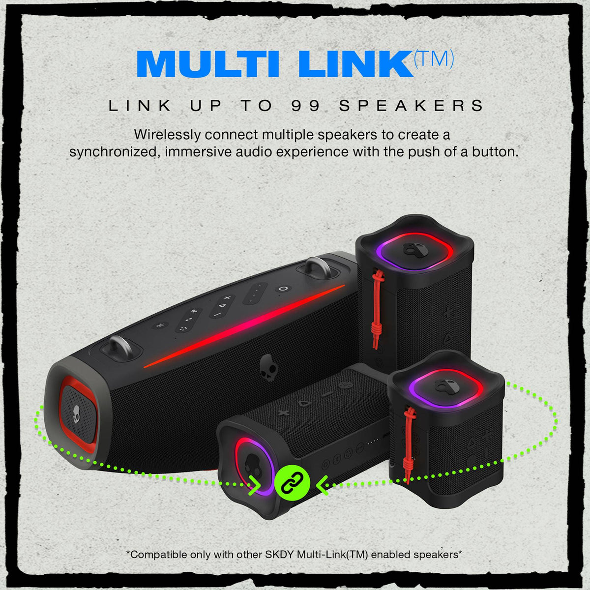 Skullcandy Barrel Mini Party Speaker with Light Show Transfer - Black - Front Detail 2