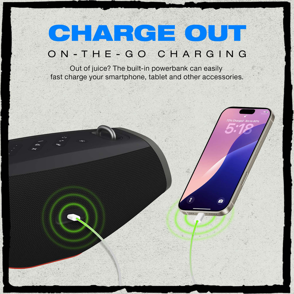 Skullcandy Barrel Mini Party Speaker with Light Show Transfer - Black - Front Detail