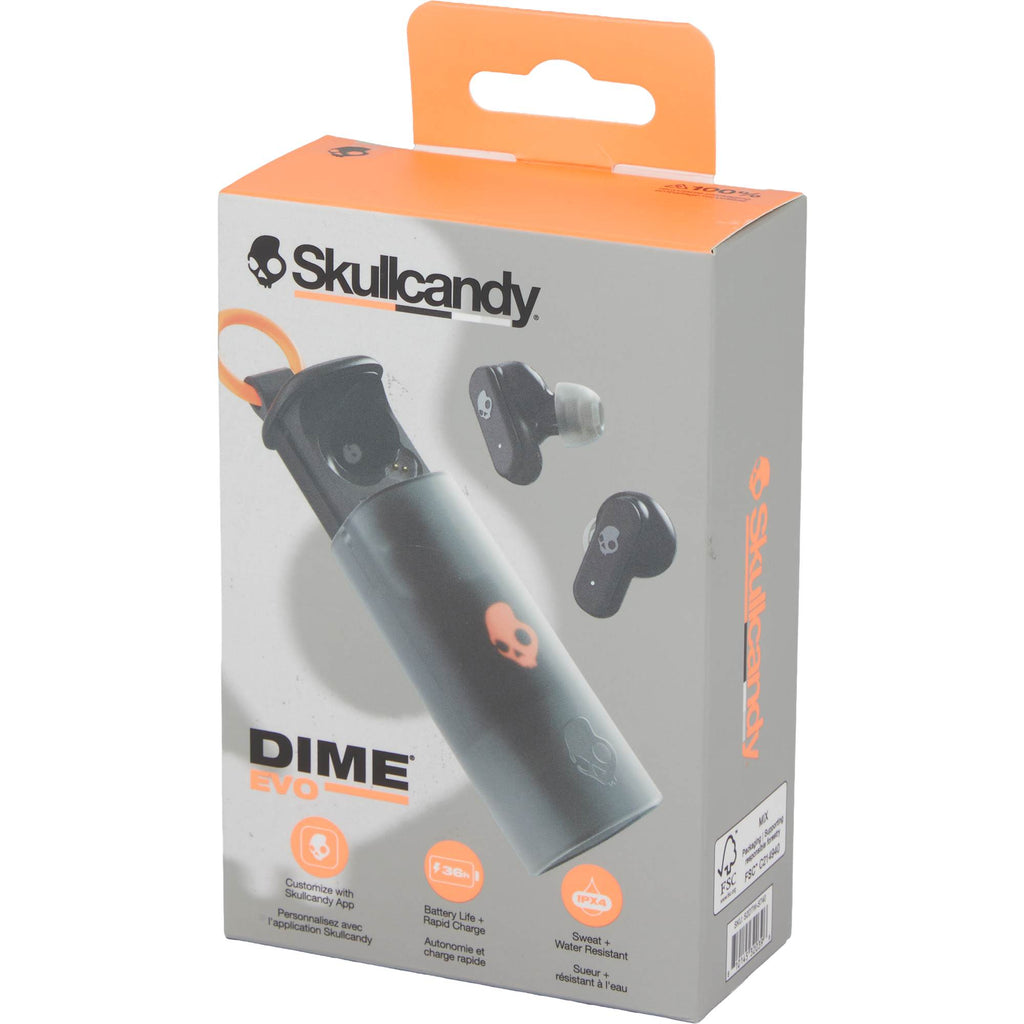 Skullcandy Dime Evo Wireless Earbuds with Clip Case Full Color - Black - Packaging