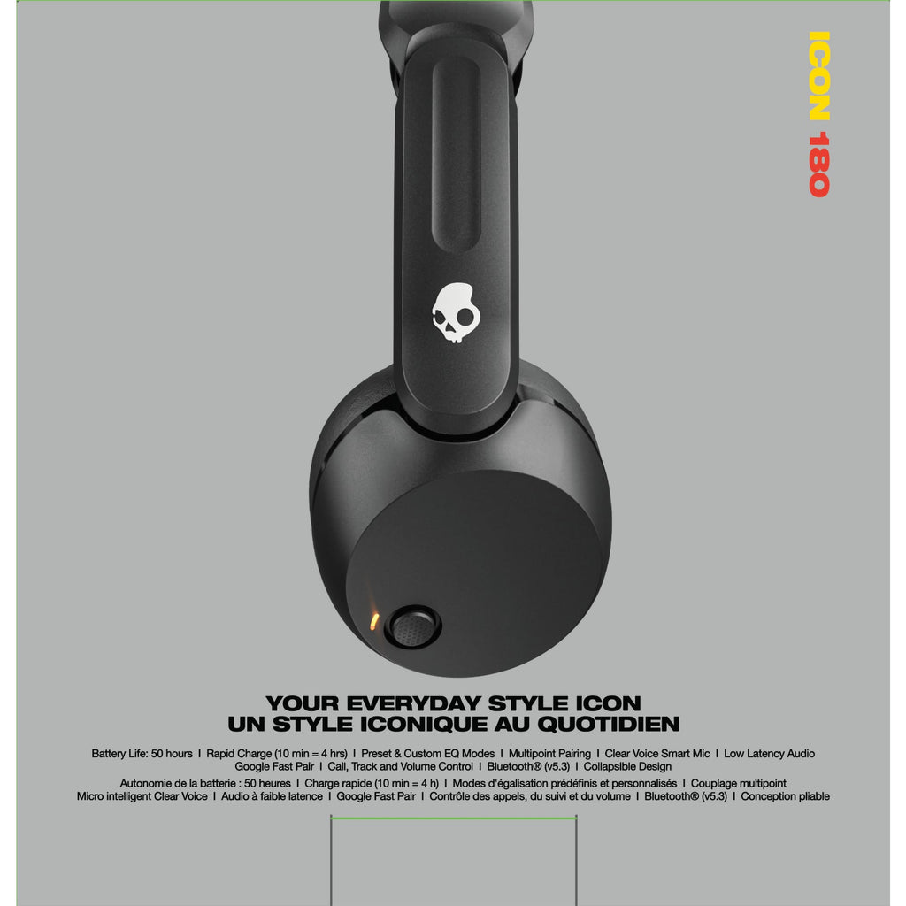 Skullcandy Icon 180 On-Ear Wireless Headphones - Black - Front Detail 2