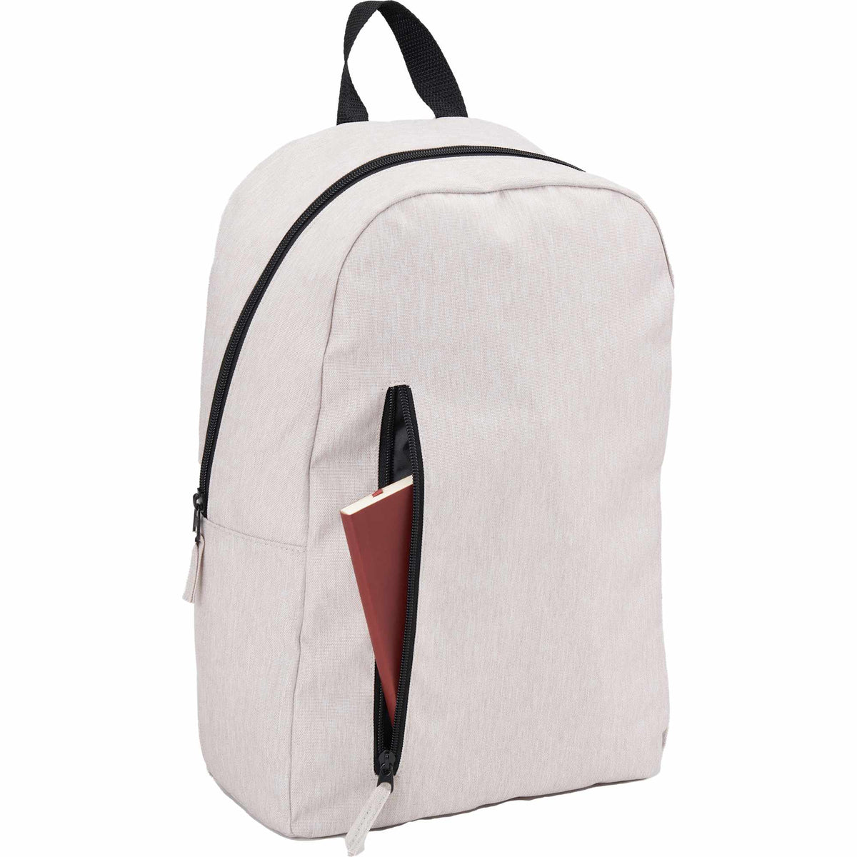 Skye Recycled Laptop Backpack with Vertical Zip, 15 Inch Embroidery - Cream - Right Angle 4